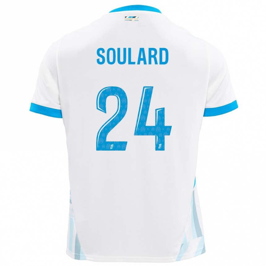 Niño Fútbol Camiseta Amandine Soulard #24 Blanco Azul Cielo 1ª Equipación 2024/25 México