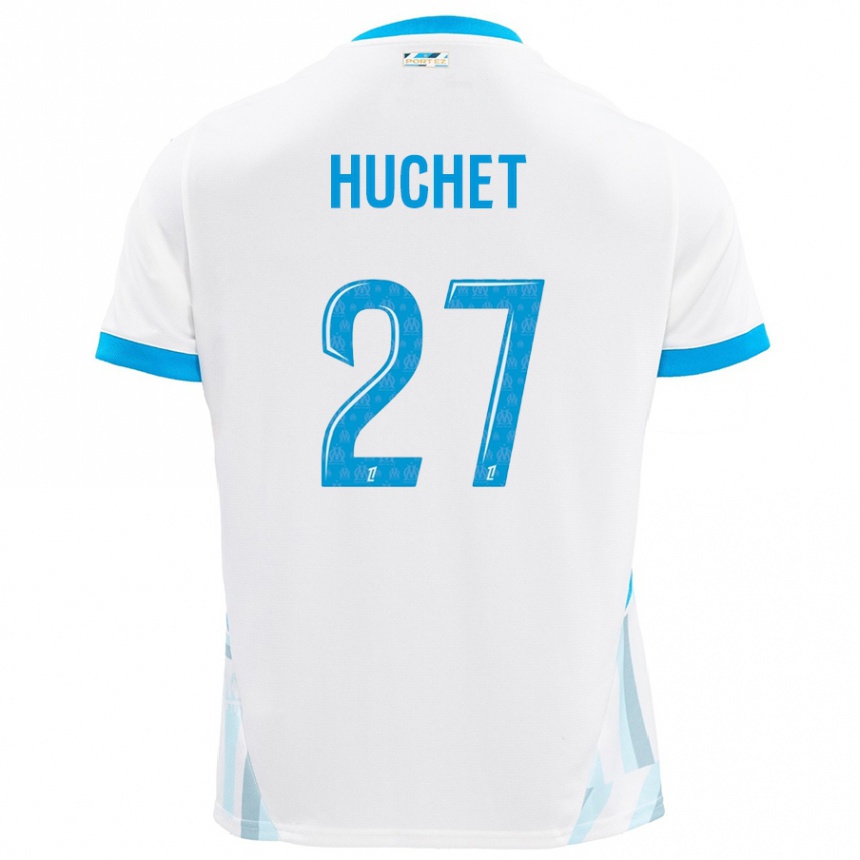 Niño Fútbol Camiseta Sarah Huchet #27 Blanco Azul Cielo 1ª Equipación 2024/25 México