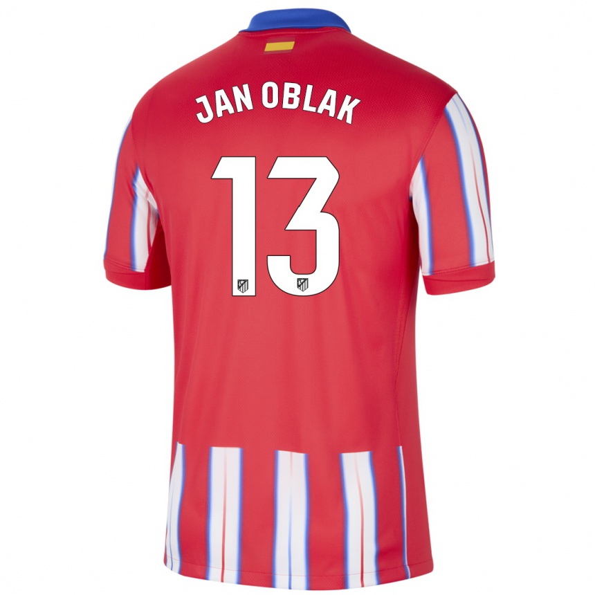 Niño Fútbol Camiseta Jan Oblak #13 Rojo Blanco Azul 1ª Equipación 2024/25 México