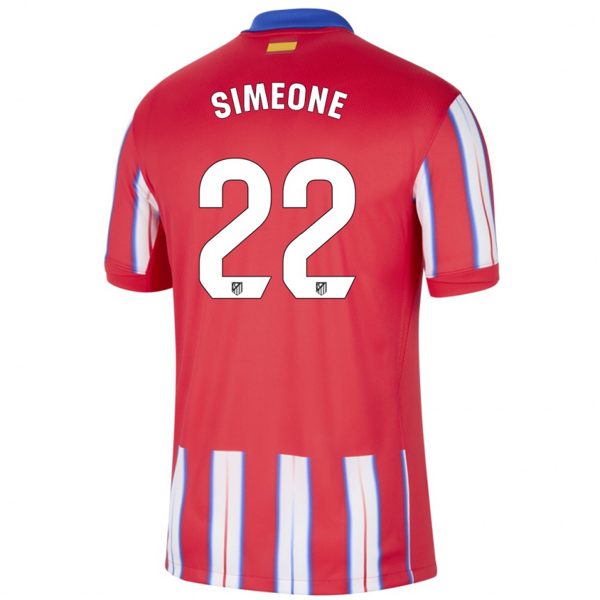 Niño Fútbol Camiseta Giuliano Simeone #22 Rojo Blanco Azul 1ª Equipación 2024/25 México