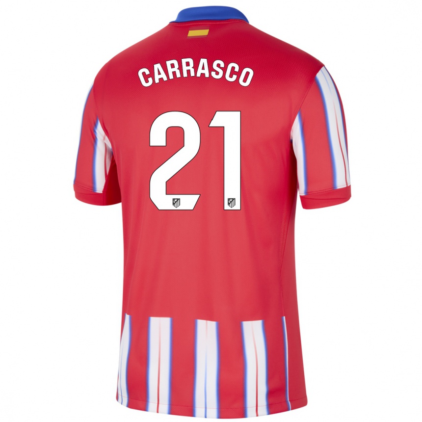 Niño Fútbol Camiseta Yannick Carrasco #21 Rojo Blanco Azul 1ª Equipación 2024/25 México