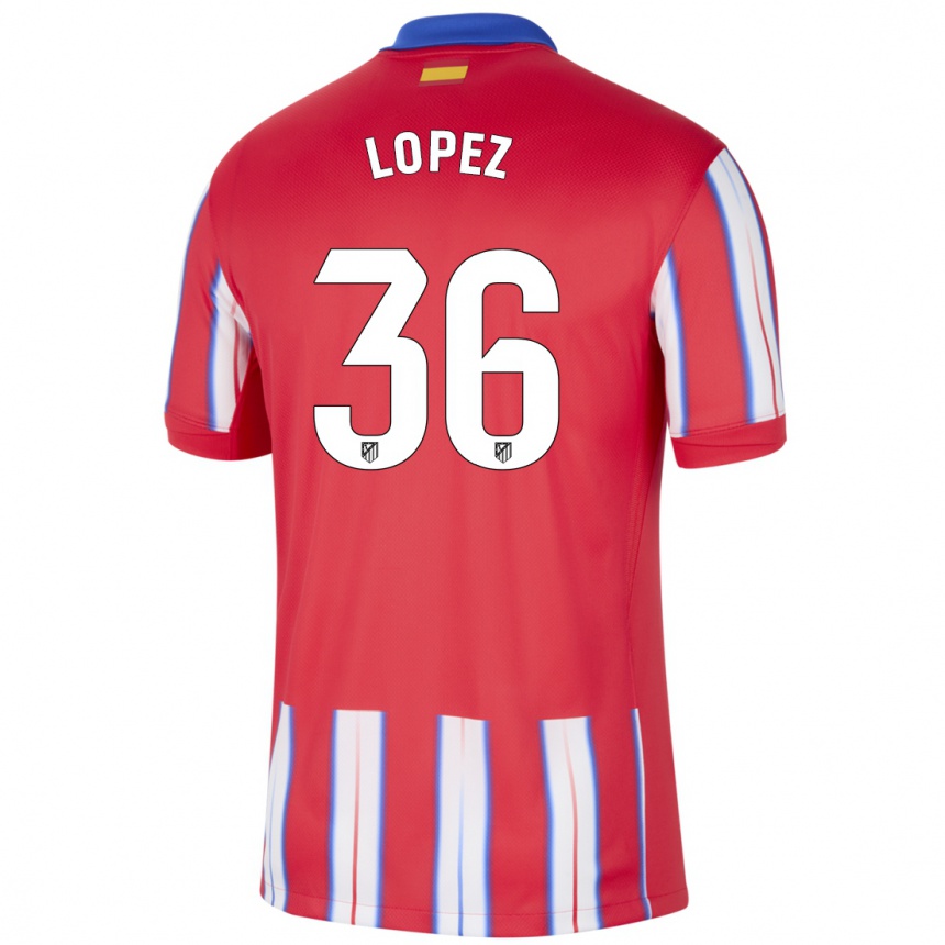 Niño Fútbol Camiseta David Lopez #36 Rojo Blanco Azul 1ª Equipación 2024/25 México