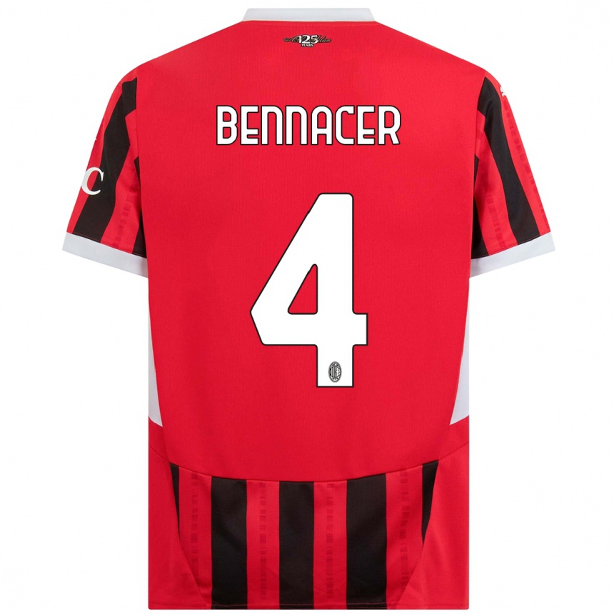 Niño Fútbol Camiseta Ismael Bennacer #4 Rojo Negro 1ª Equipación 2024/25 México