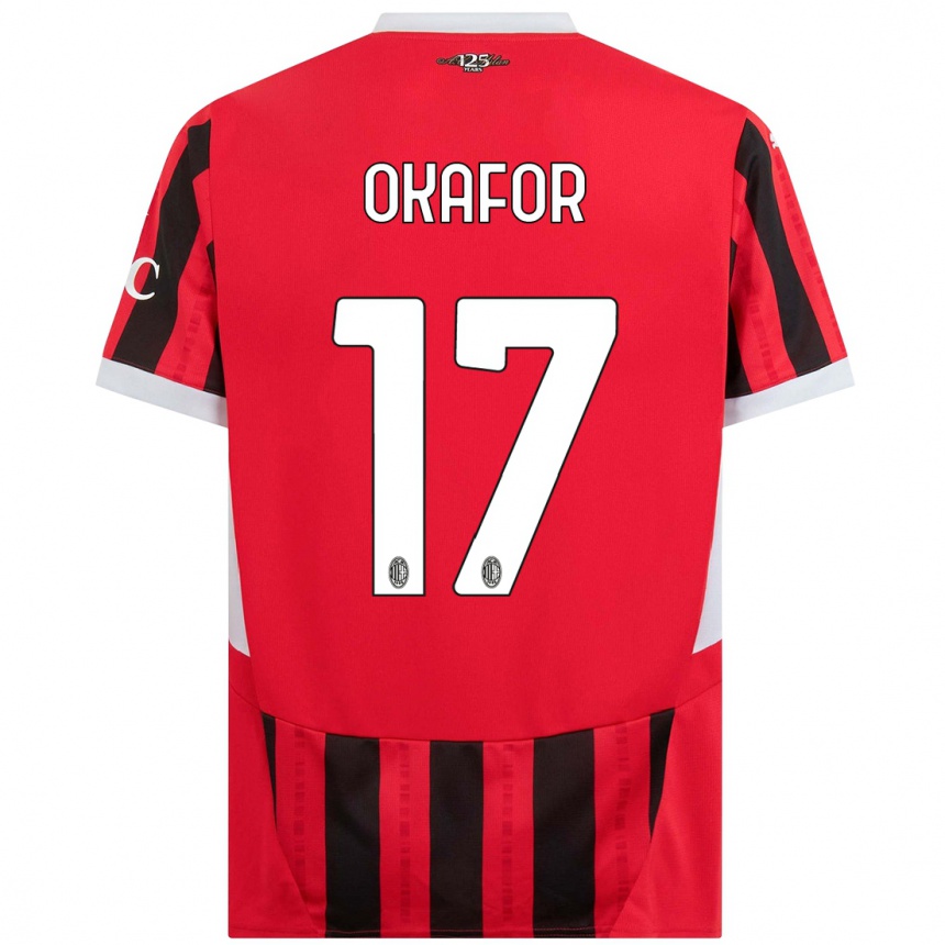 Niño Fútbol Camiseta Noah Okafor #17 Rojo Negro 1ª Equipación 2024/25 México