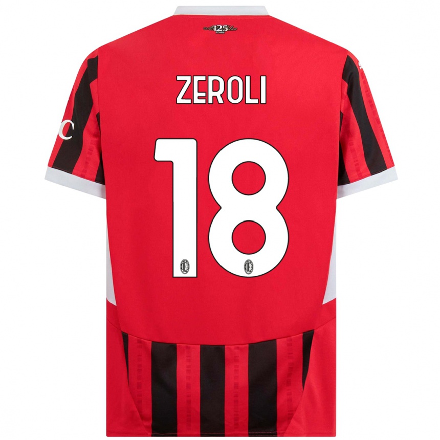 Niño Fútbol Camiseta Kevin Zeroli #18 Rojo Negro 1ª Equipación 2024/25 México