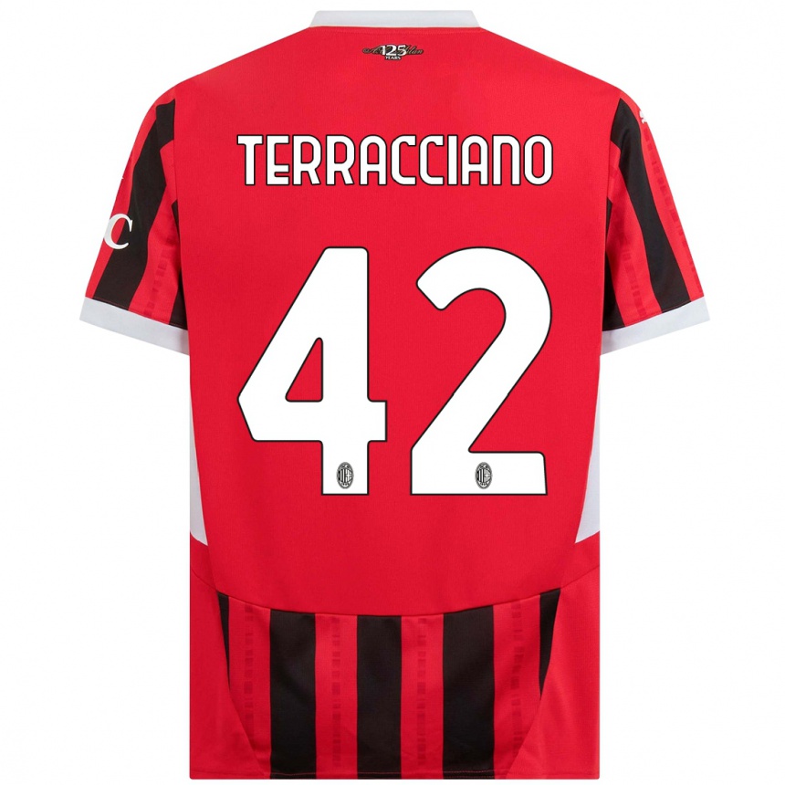 Niño Fútbol Camiseta Filippo Terracciano #42 Rojo Negro 1ª Equipación 2024/25 México