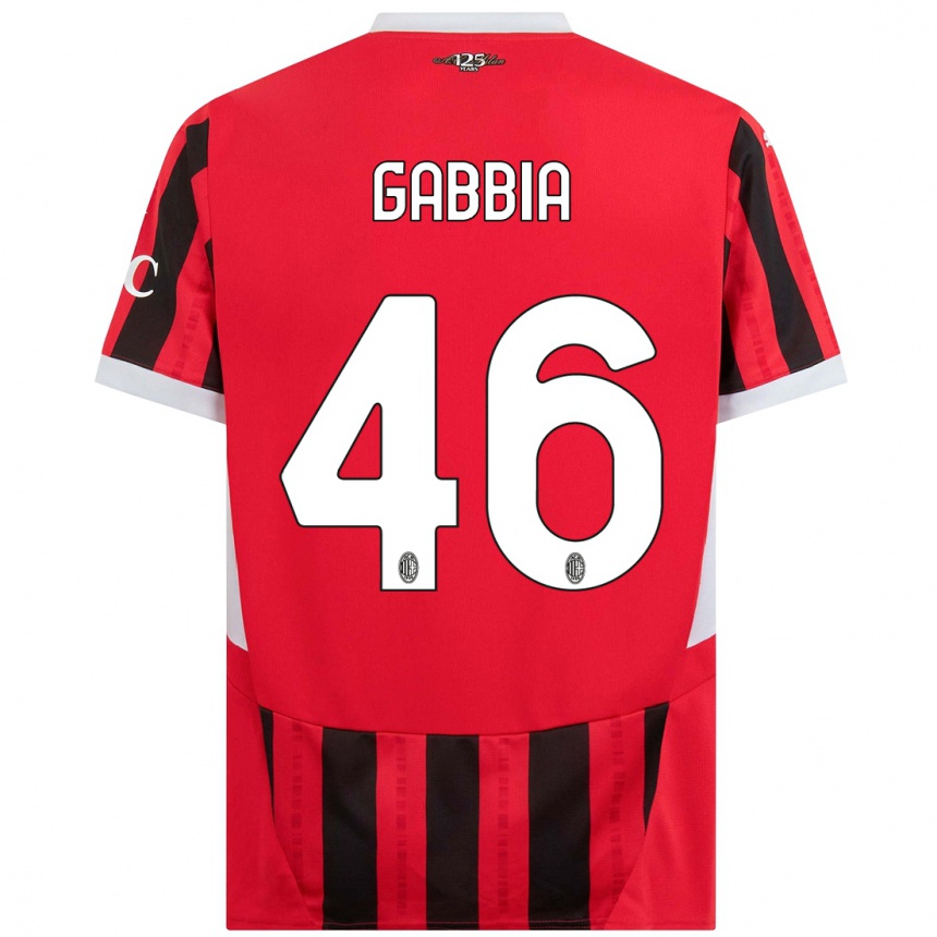 Niño Fútbol Camiseta Matteo Gabbia #46 Rojo Negro 1ª Equipación 2024/25 México