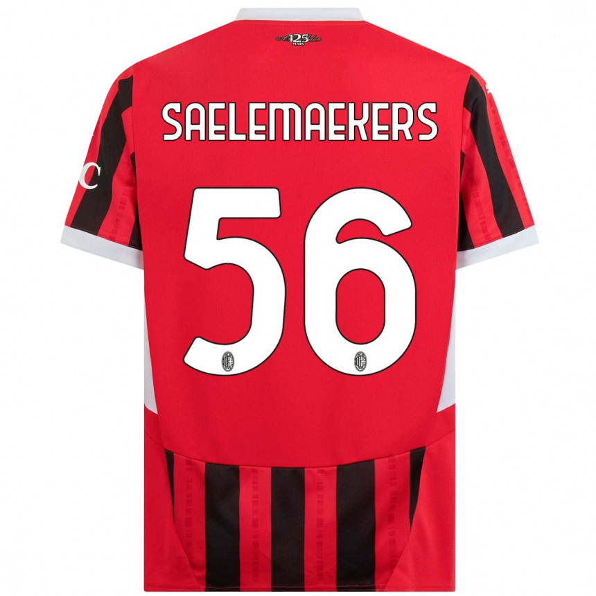 Niño Fútbol Camiseta Alexis Saelemaekers #56 Rojo Negro 1ª Equipación 2024/25 México