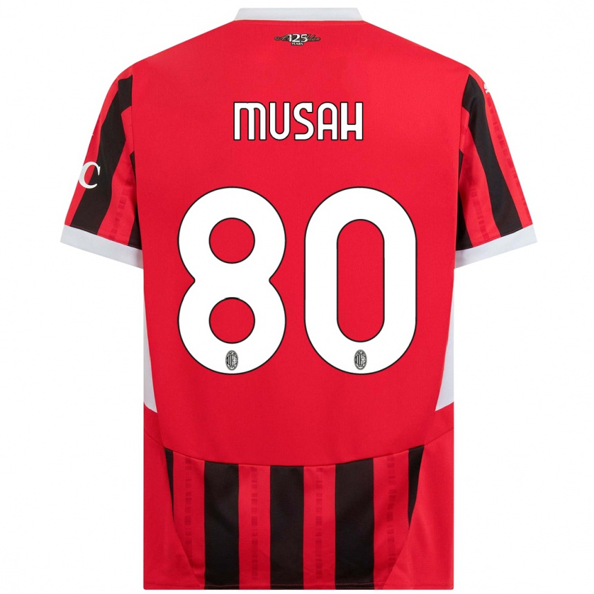 Niño Fútbol Camiseta Yunus Musah #80 Rojo Negro 1ª Equipación 2024/25 México