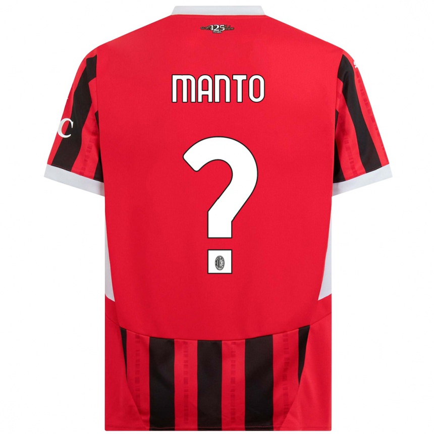 Niño Fútbol Camiseta Gaetano Manto #0 Rojo Negro 1ª Equipación 2024/25 México