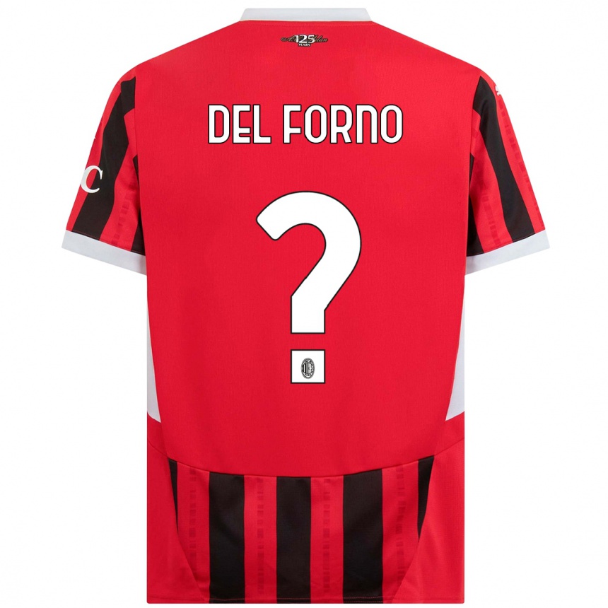 Niño Fútbol Camiseta Luca Del Forno #0 Rojo Negro 1ª Equipación 2024/25 México