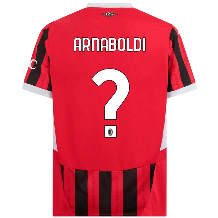 Niño Fútbol Camiseta Pietro Arnaboldi #0 Rojo Negro 1ª Equipación 2024/25 México