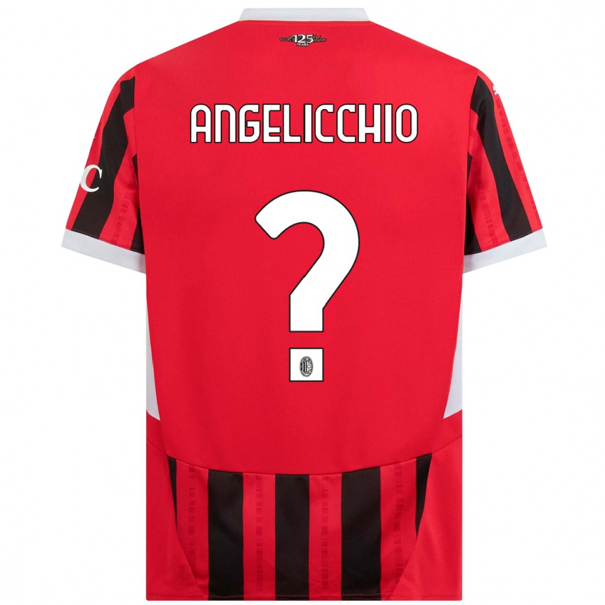 Niño Fútbol Camiseta Mattia Angelicchio #0 Rojo Negro 1ª Equipación 2024/25 México