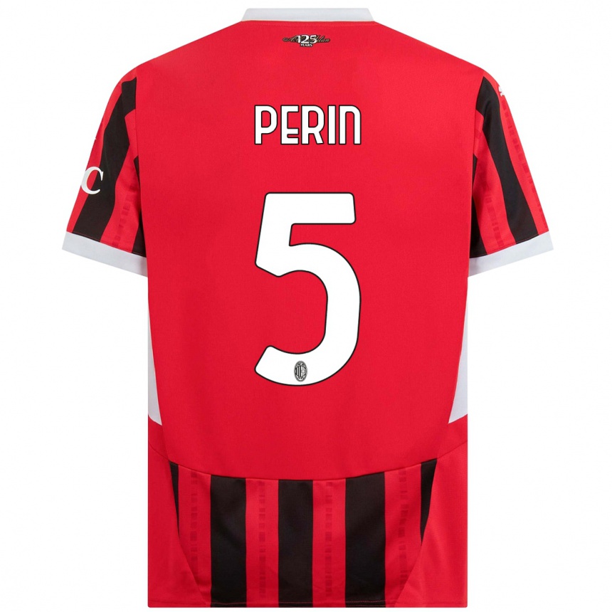 Niño Fútbol Camiseta Ernesto Perin #5 Rojo Negro 1ª Equipación 2024/25 México