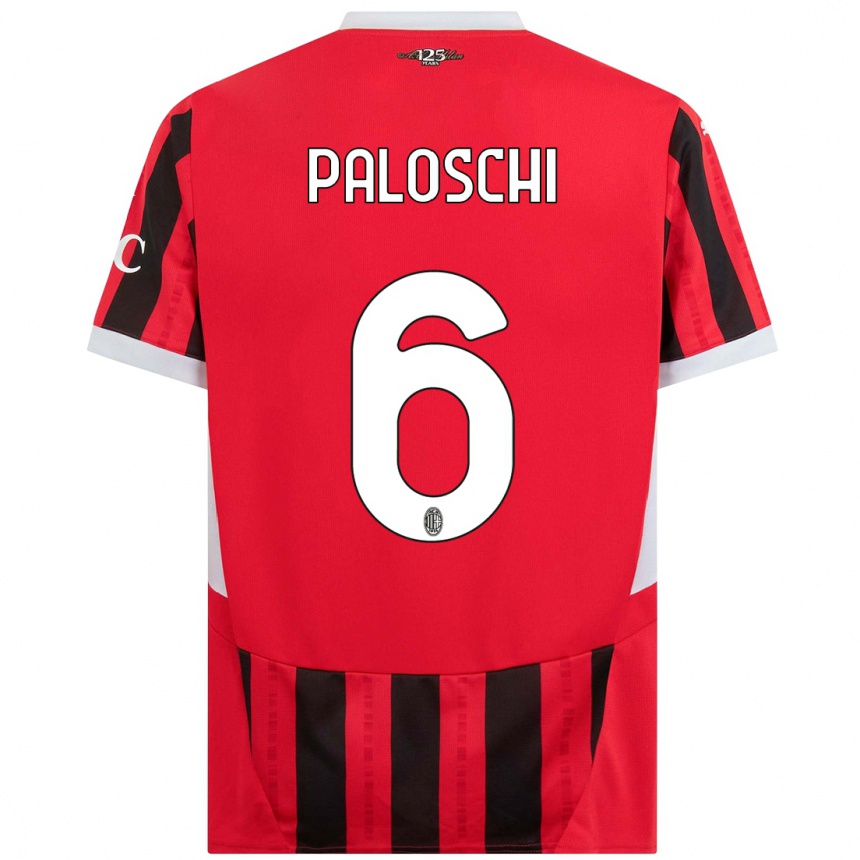 Niño Fútbol Camiseta Dorian Paloschi #6 Rojo Negro 1ª Equipación 2024/25 México