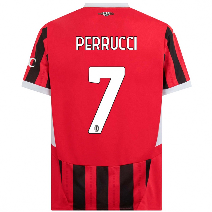 Niño Fútbol Camiseta Vincenzo Perrucci #7 Rojo Negro 1ª Equipación 2024/25 México