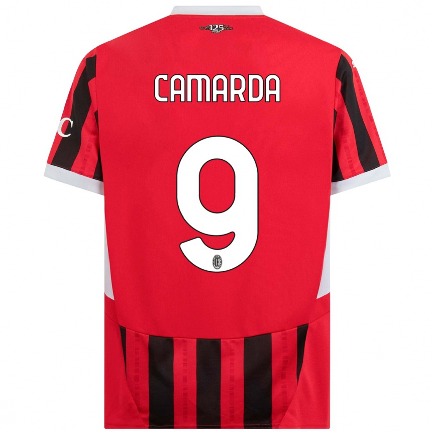 Niño Fútbol Camiseta Francesco Camarda #9 Rojo Negro 1ª Equipación 2024/25 México