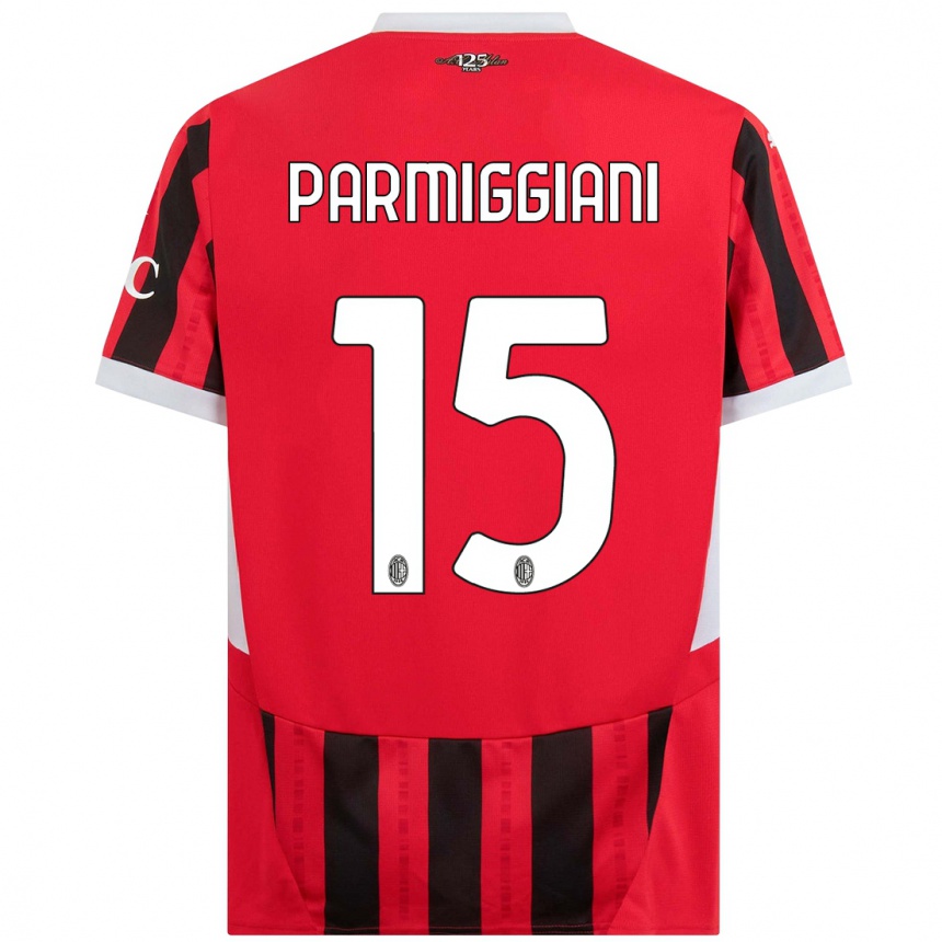 Niño Fútbol Camiseta Pietro Parmiggiani #15 Rojo Negro 1ª Equipación 2024/25 México