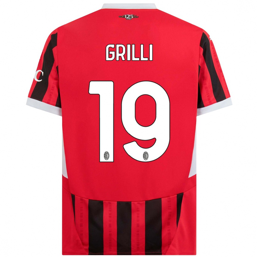 Niño Fútbol Camiseta Lorenzo Grilli #19 Rojo Negro 1ª Equipación 2024/25 México