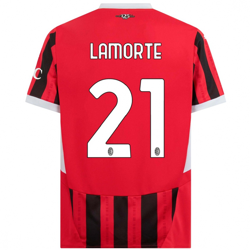 Niño Fútbol Camiseta Alessandro Lamorte #21 Rojo Negro 1ª Equipación 2024/25 México