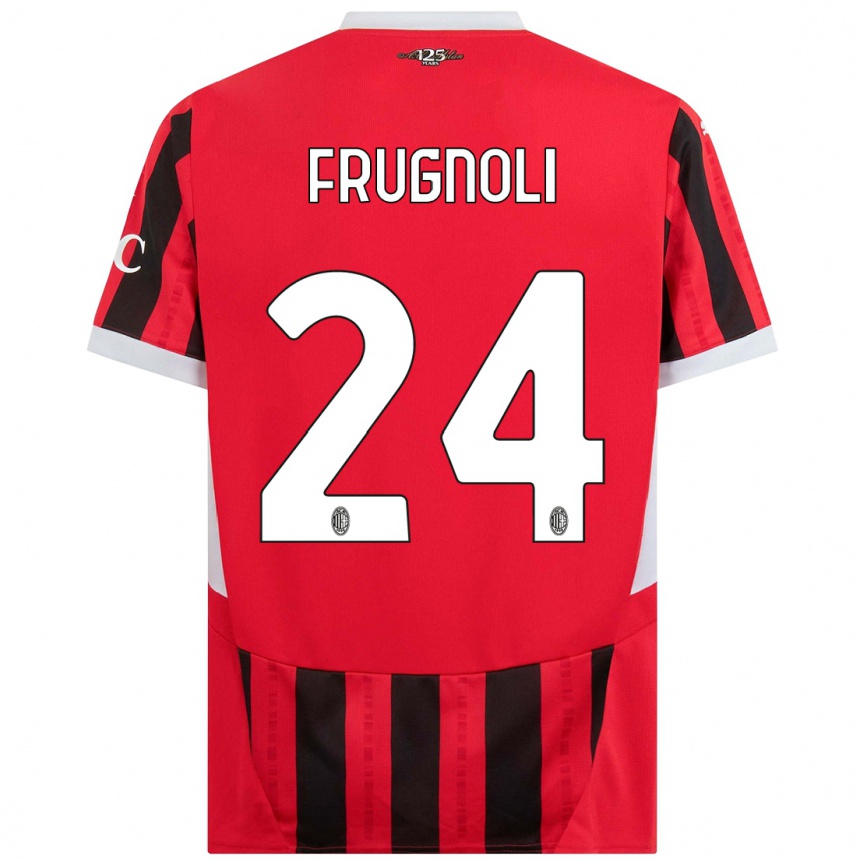 Niño Fútbol Camiseta Leonardo Frugnoli #24 Rojo Negro 1ª Equipación 2024/25 México