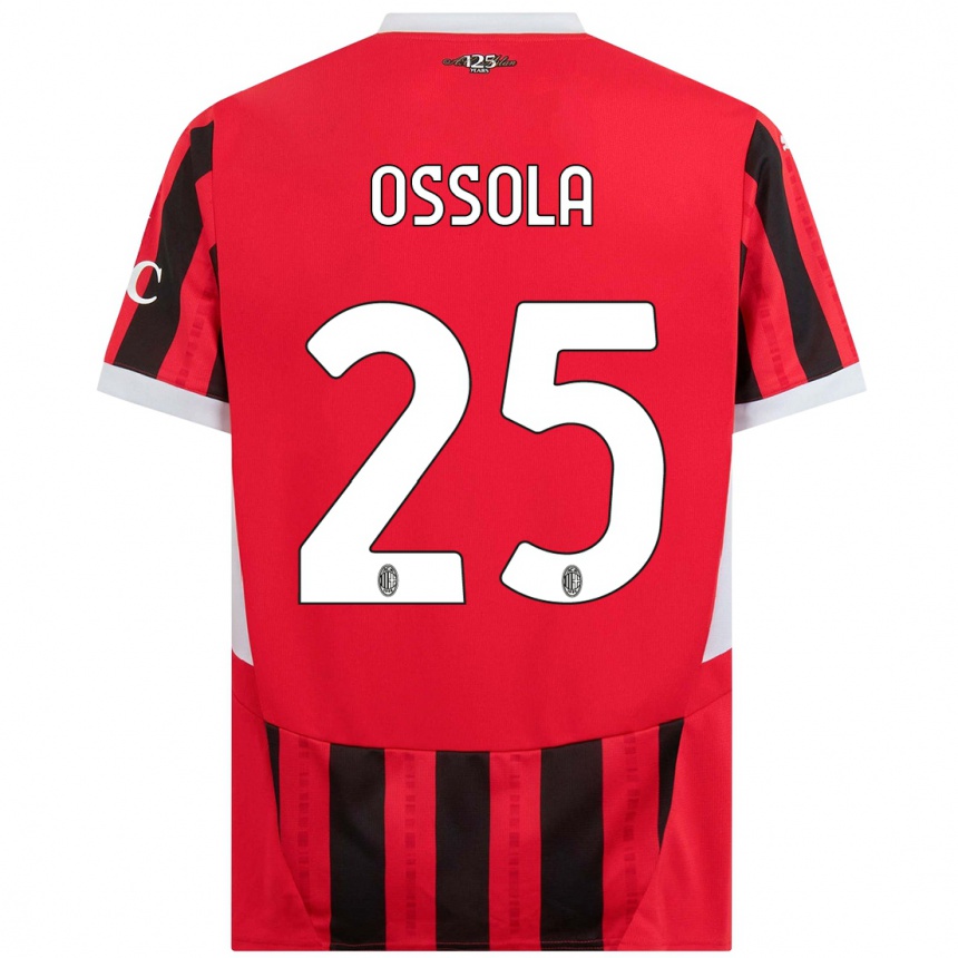 Niño Fútbol Camiseta Lorenzo Ossola #25 Rojo Negro 1ª Equipación 2024/25 México