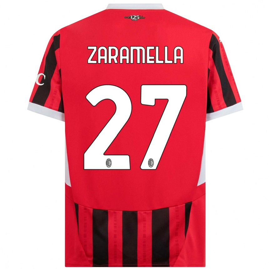 Niño Fútbol Camiseta Mattia Zaramella #27 Rojo Negro 1ª Equipación 2024/25 México