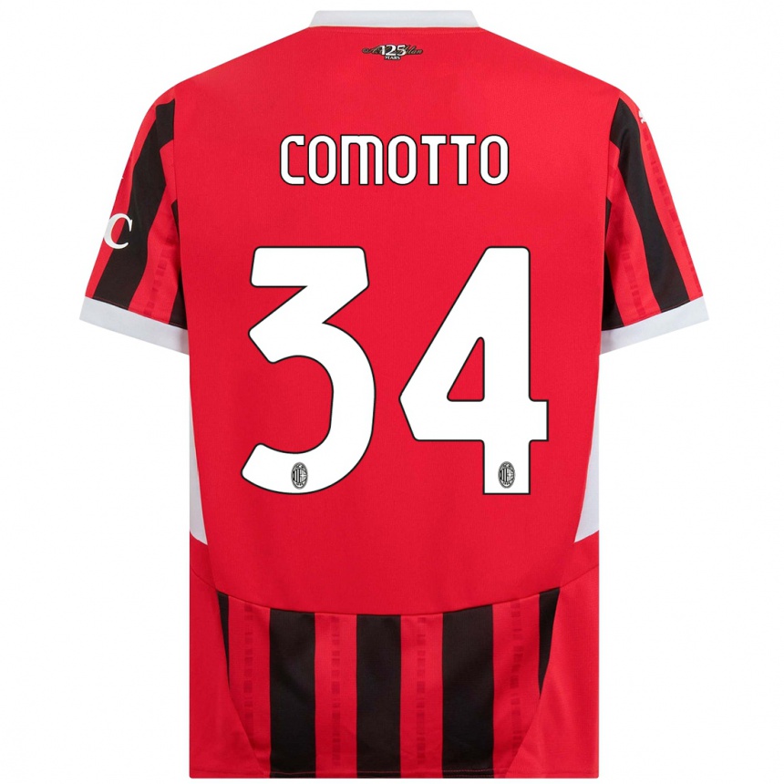 Niño Fútbol Camiseta Christian Comotto #34 Rojo Negro 1ª Equipación 2024/25 México