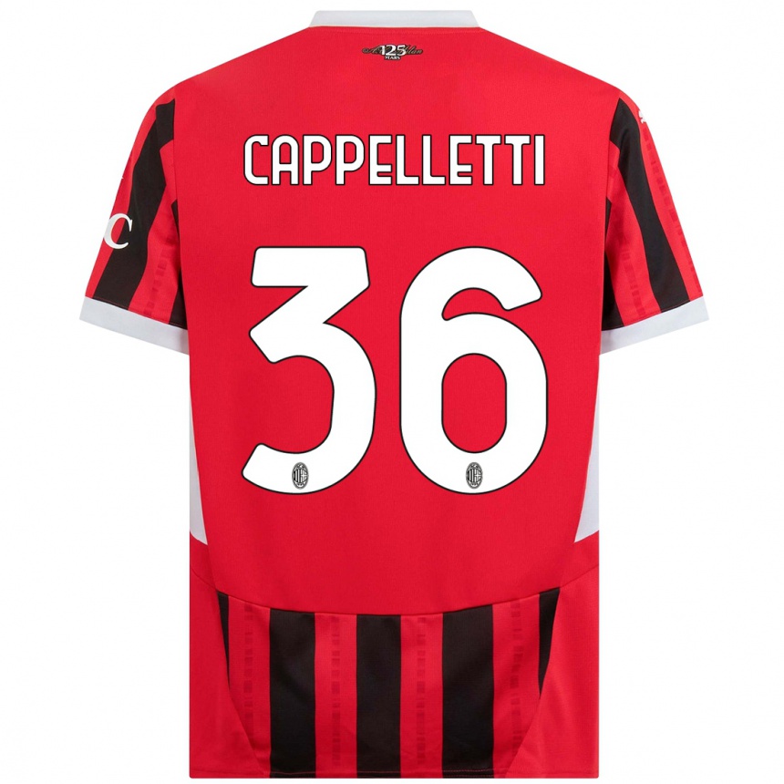 Niño Fútbol Camiseta Mattia Cappelletti #36 Rojo Negro 1ª Equipación 2024/25 México