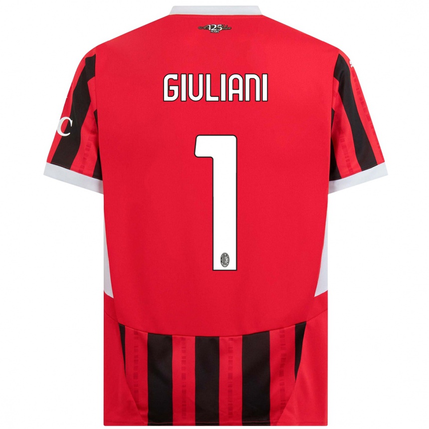 Niño Fútbol Camiseta Laura Giuliani #1 Rojo Negro 1ª Equipación 2024/25 México