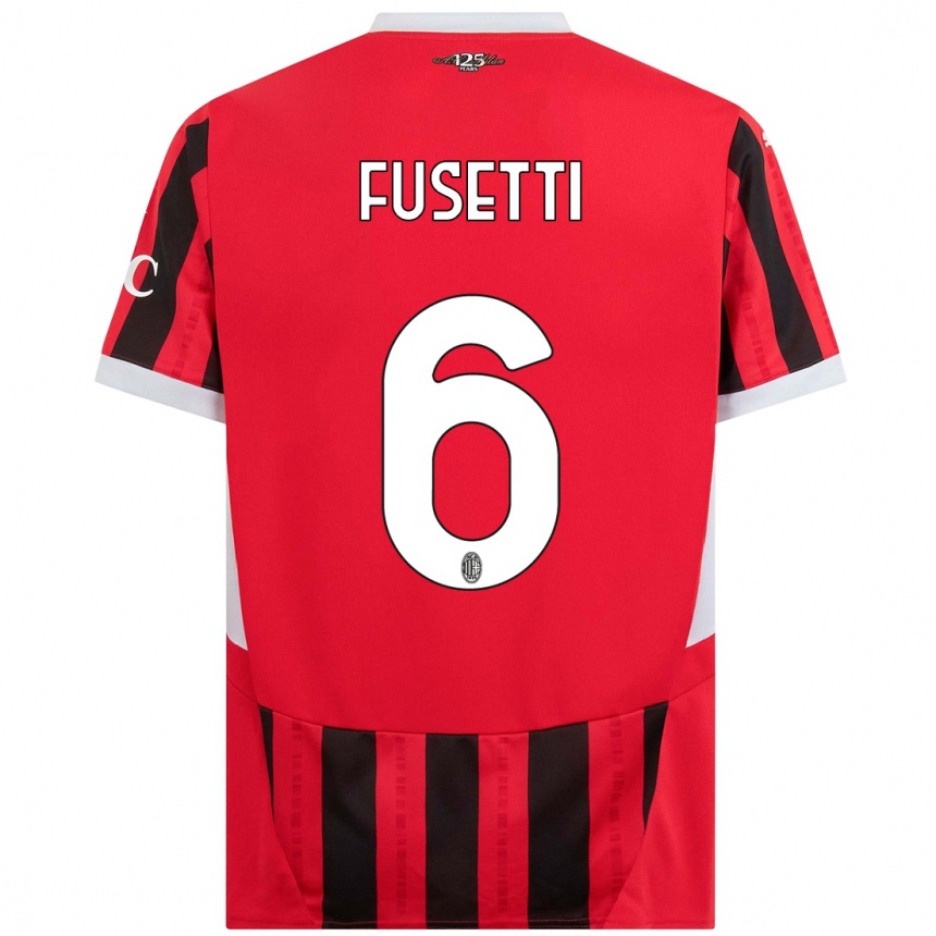 Niño Fútbol Camiseta Laura Fusetti #6 Rojo Negro 1ª Equipación 2024/25 México