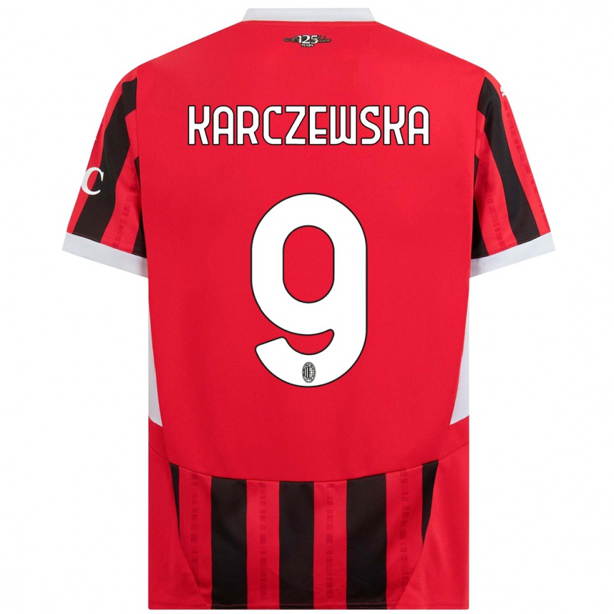 Niño Fútbol Camiseta Nikola Karczewska #9 Rojo Negro 1ª Equipación 2024/25 México