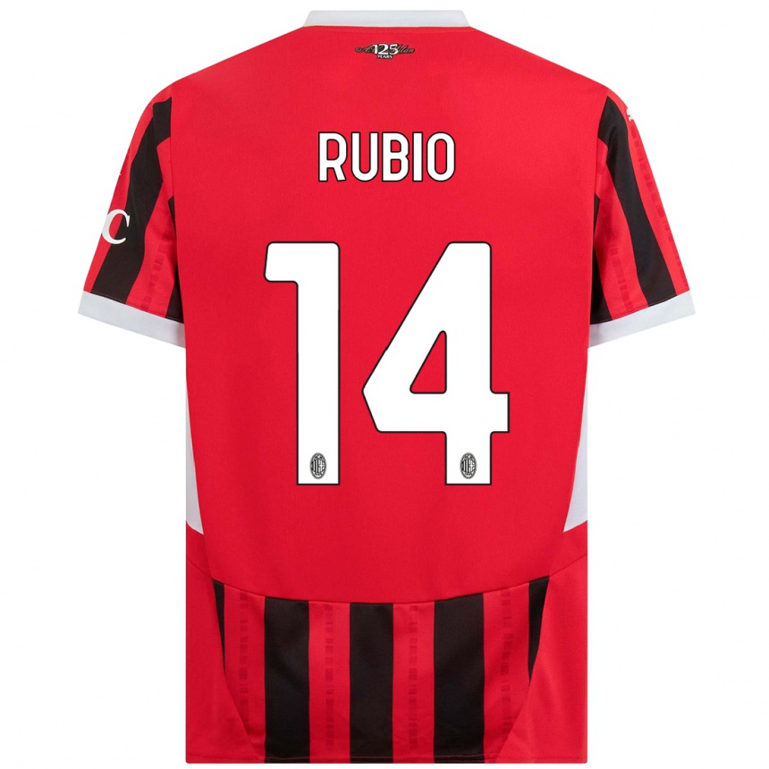 Niño Fútbol Camiseta Silvia Rubio #14 Rojo Negro 1ª Equipación 2024/25 México