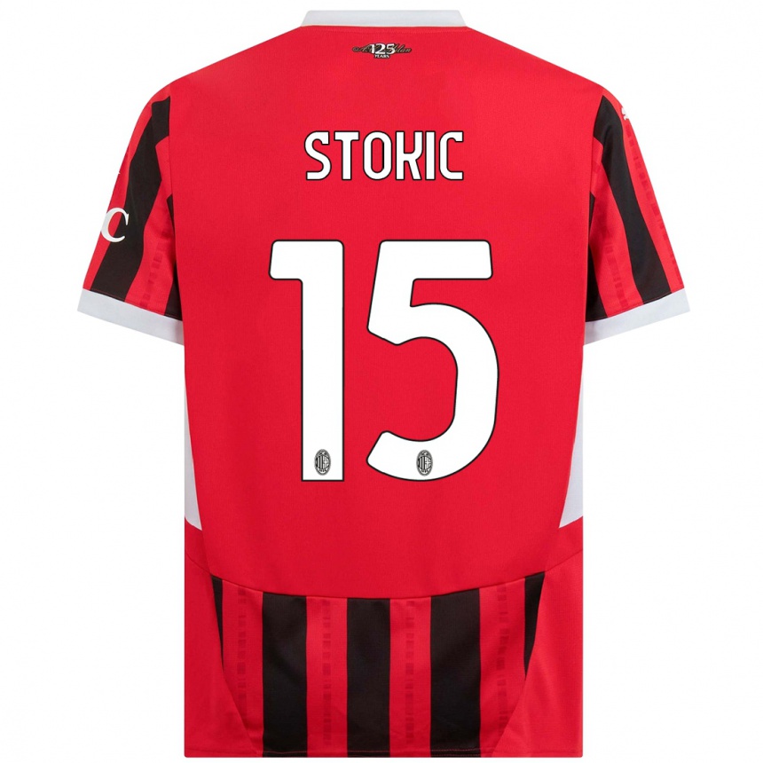 Niño Fútbol Camiseta Sara Stokić #15 Rojo Negro 1ª Equipación 2024/25 México