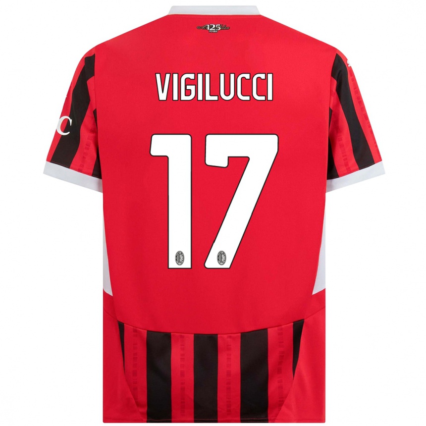 Niño Fútbol Camiseta Valery Vigilucci #17 Rojo Negro 1ª Equipación 2024/25 México