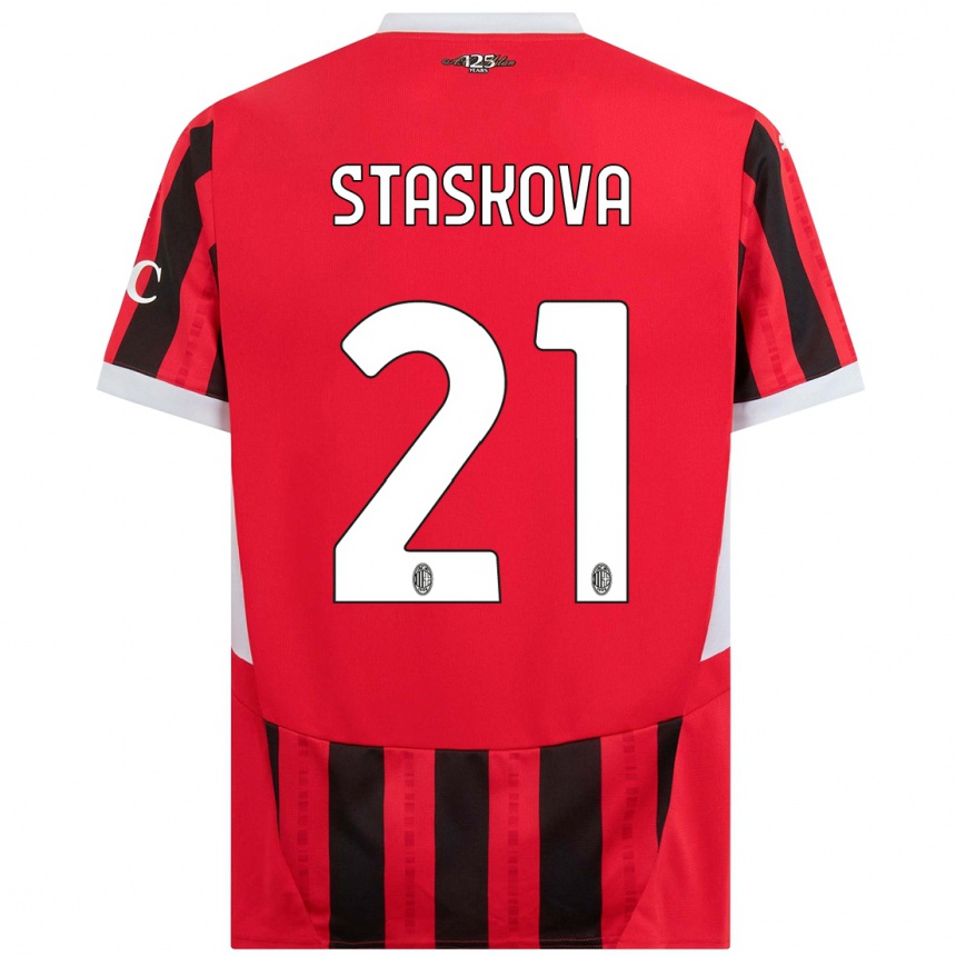 Niño Fútbol Camiseta Andrea Stašková #21 Rojo Negro 1ª Equipación 2024/25 México