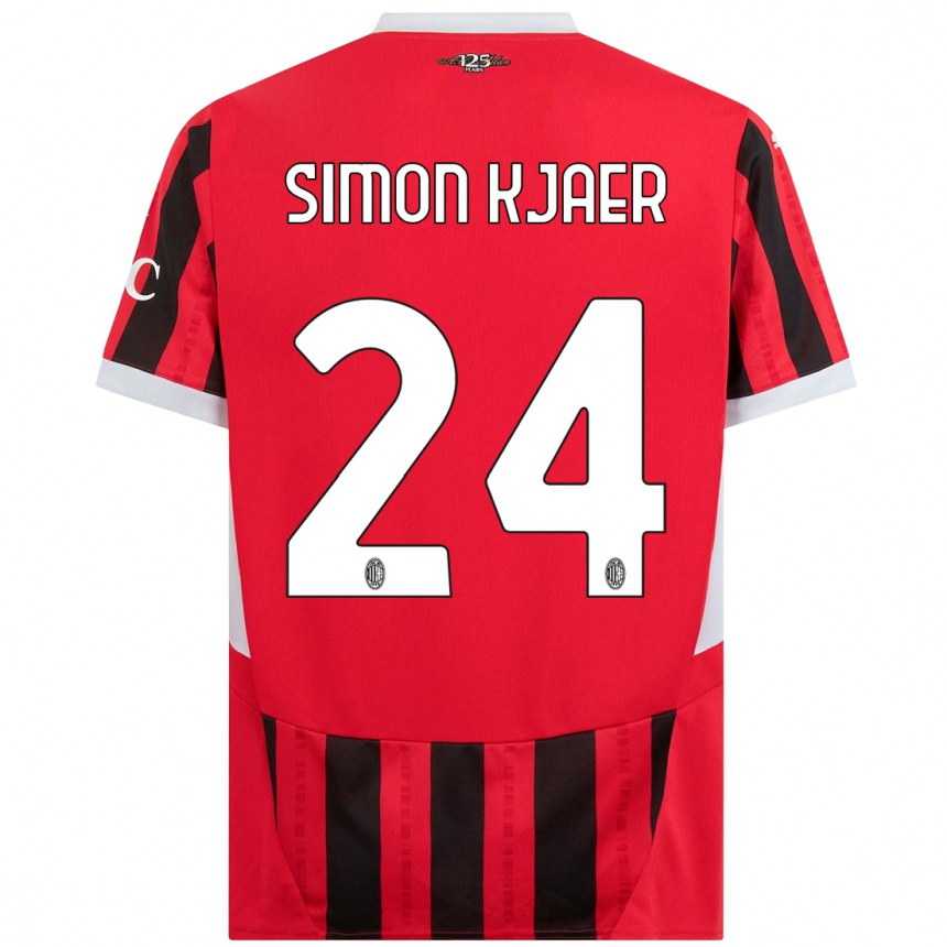 Niño Fútbol Camiseta Simon Kjaer #24 Rojo Negro 1ª Equipación 2024/25 México