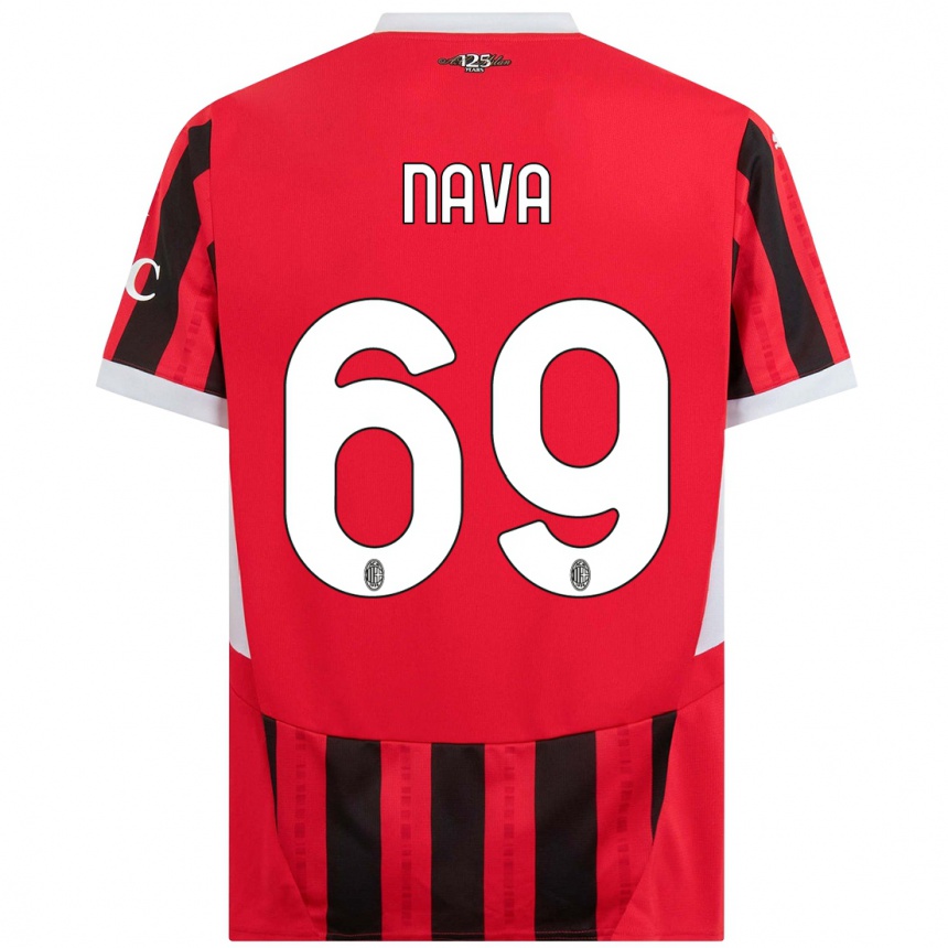 Niño Fútbol Camiseta Lapo Nava #69 Rojo Negro 1ª Equipación 2024/25 México