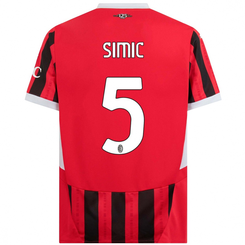 Niño Fútbol Camiseta Jan-Carlo Simic #5 Rojo Negro 1ª Equipación 2024/25 México