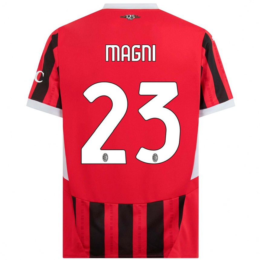 Niño Fútbol Camiseta Vittorio Magni #23 Rojo Negro 1ª Equipación 2024/25 México