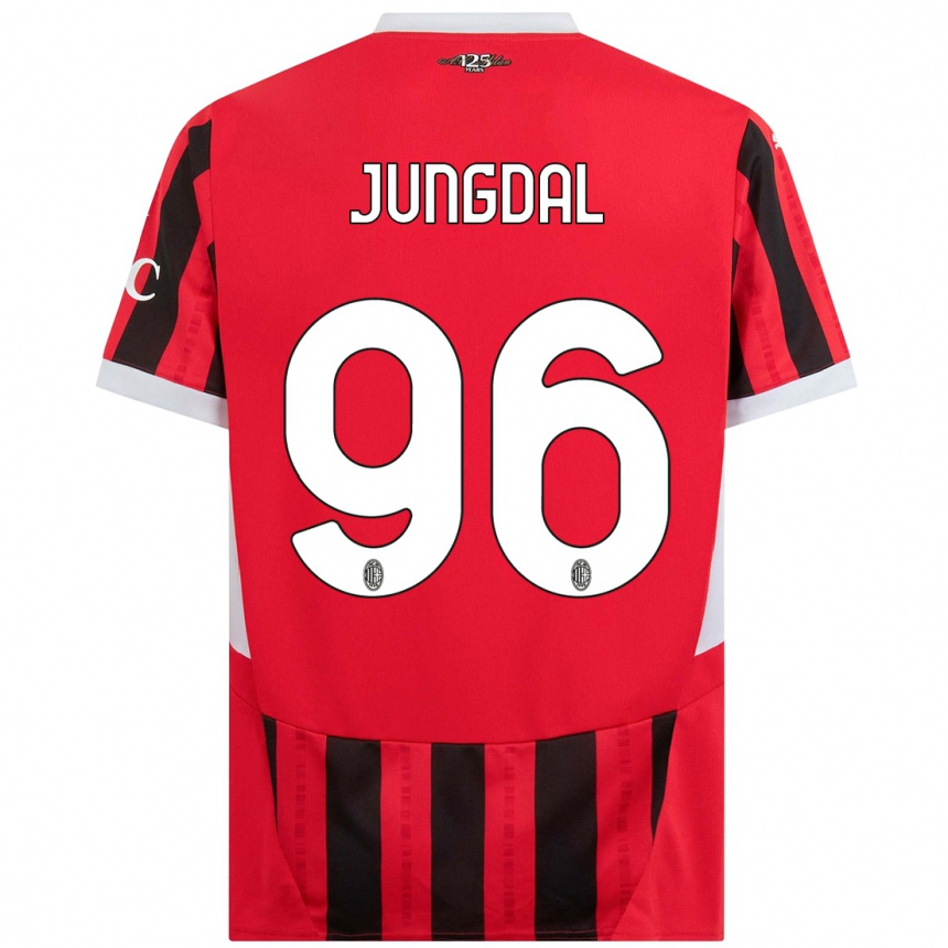 Niño Fútbol Camiseta Andreas Jungdal #96 Rojo Negro 1ª Equipación 2024/25 México