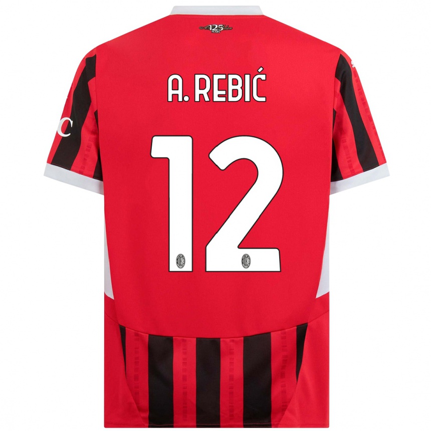 Niño Fútbol Camiseta Ante Rebic #12 Rojo Negro 1ª Equipación 2024/25 México