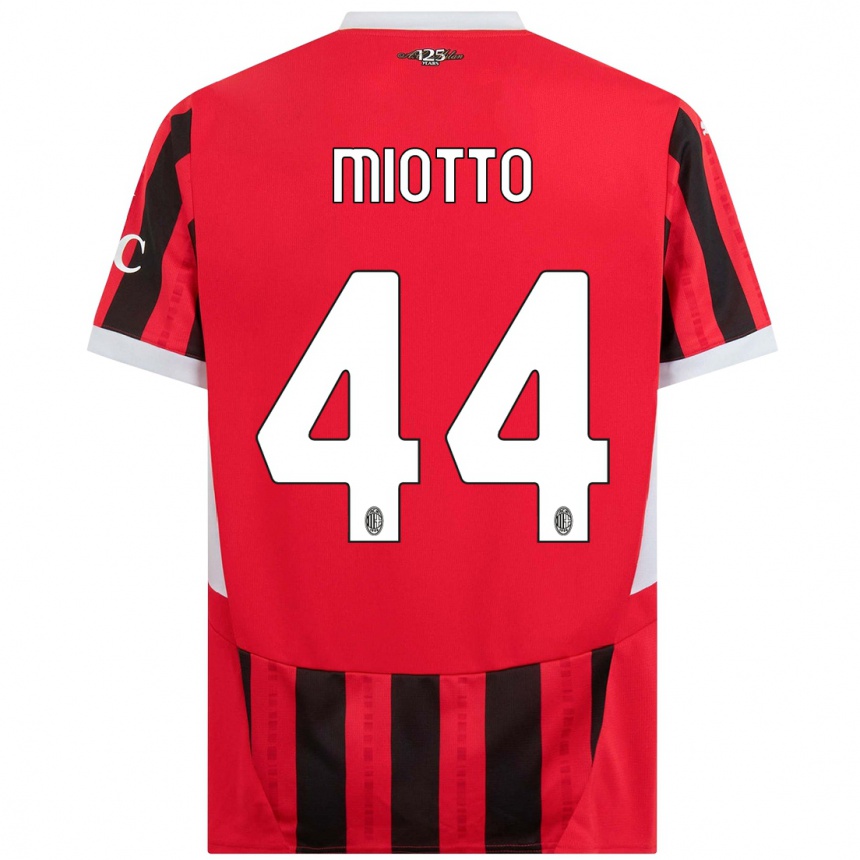 Niño Fútbol Camiseta Giorgia Miotto #44 Rojo Negro 1ª Equipación 2024/25 México