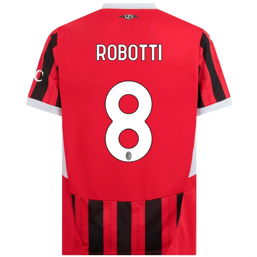 Niño Fútbol Camiseta Giovanni Robotti #8 Rojo Negro 1ª Equipación 2024/25 México