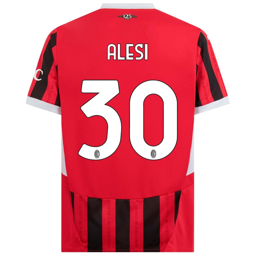 Niño Fútbol Camiseta Gabriele Alesi #30 Rojo Negro 1ª Equipación 2024/25 México