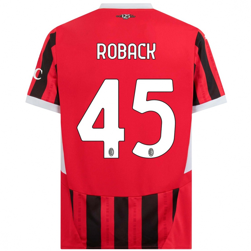 Niño Fútbol Camiseta Emil Roback #45 Rojo Negro 1ª Equipación 2024/25 México