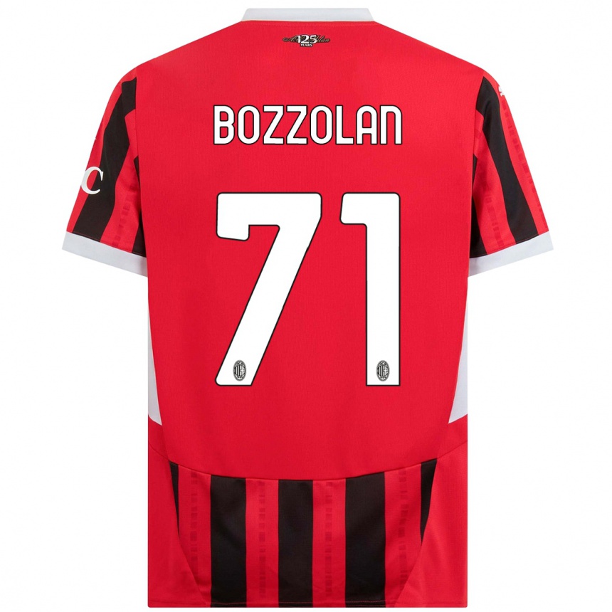 Niño Fútbol Camiseta Andrea Bozzolan #71 Rojo Negro 1ª Equipación 2024/25 México