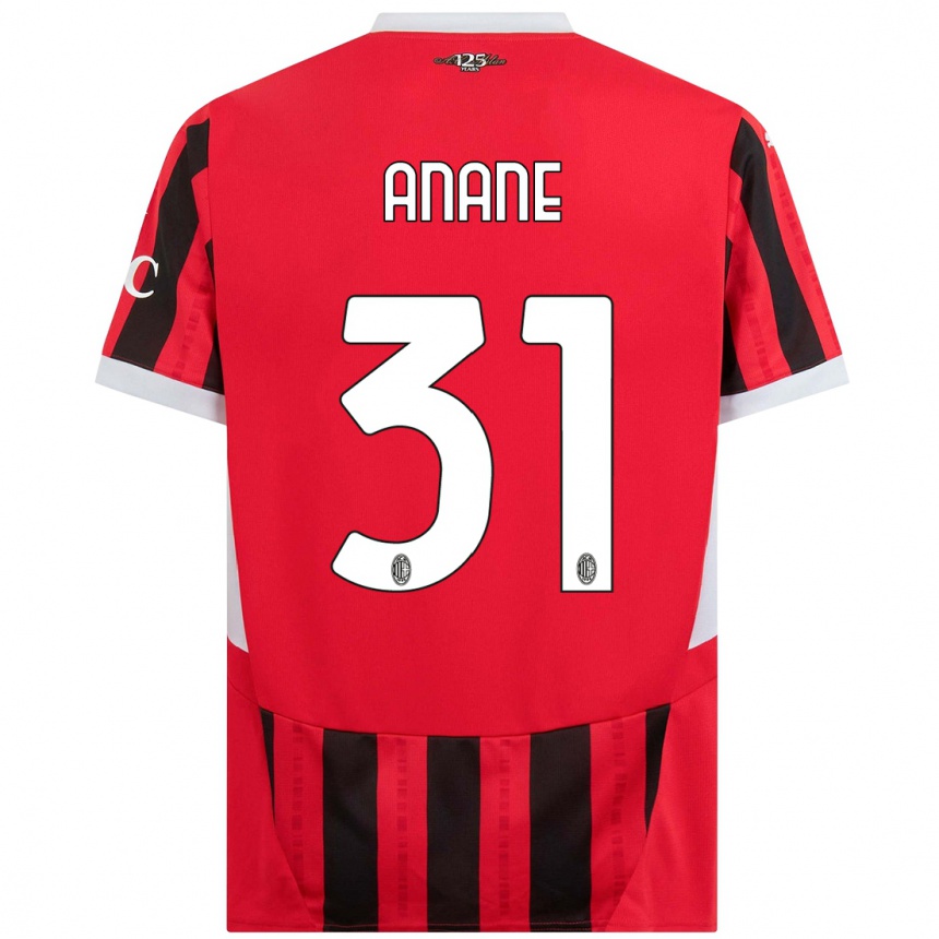 Niño Fútbol Camiseta Emmanuel Anane #31 Rojo Negro 1ª Equipación 2024/25 México