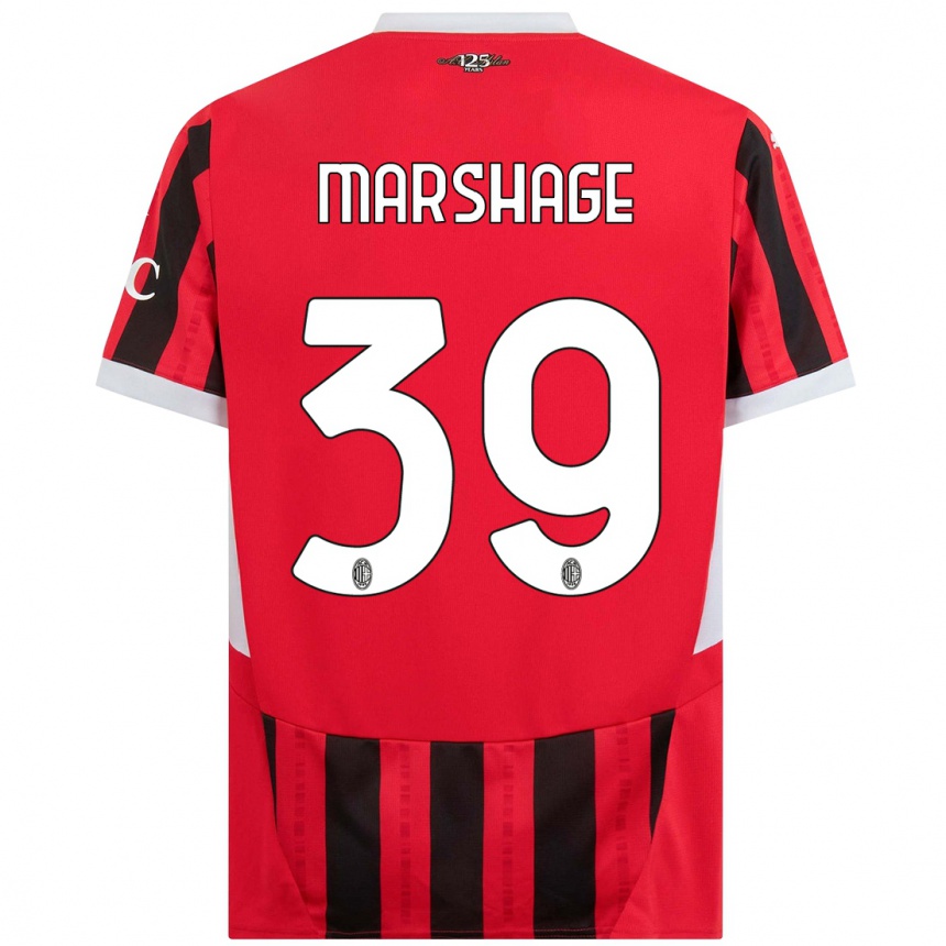 Niño Fútbol Camiseta Wilgot Marshage #39 Rojo Negro 1ª Equipación 2024/25 México