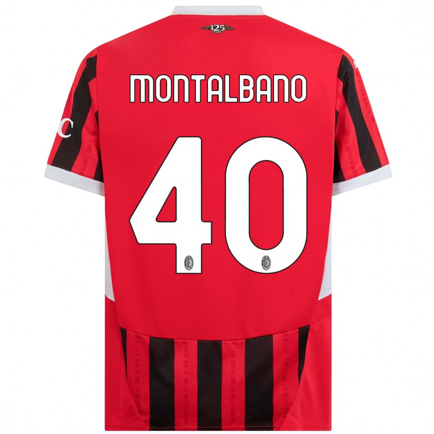 Niño Fútbol Camiseta Nicolo Montalbano #40 Rojo Negro 1ª Equipación 2024/25 México